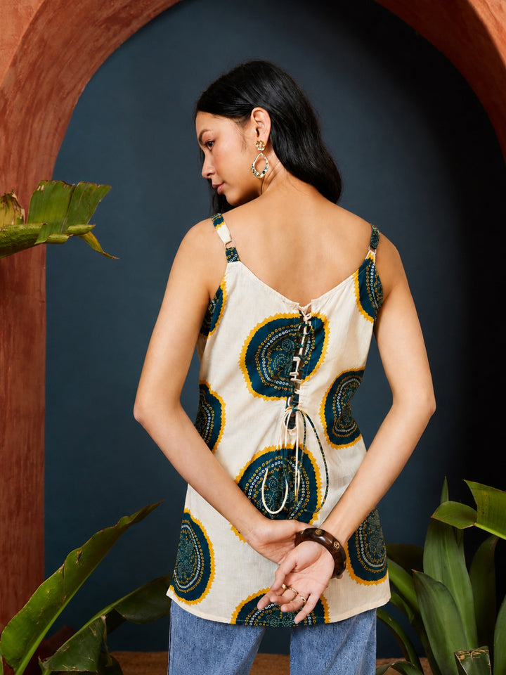 Bandhej Printed Cotton Straight Top
