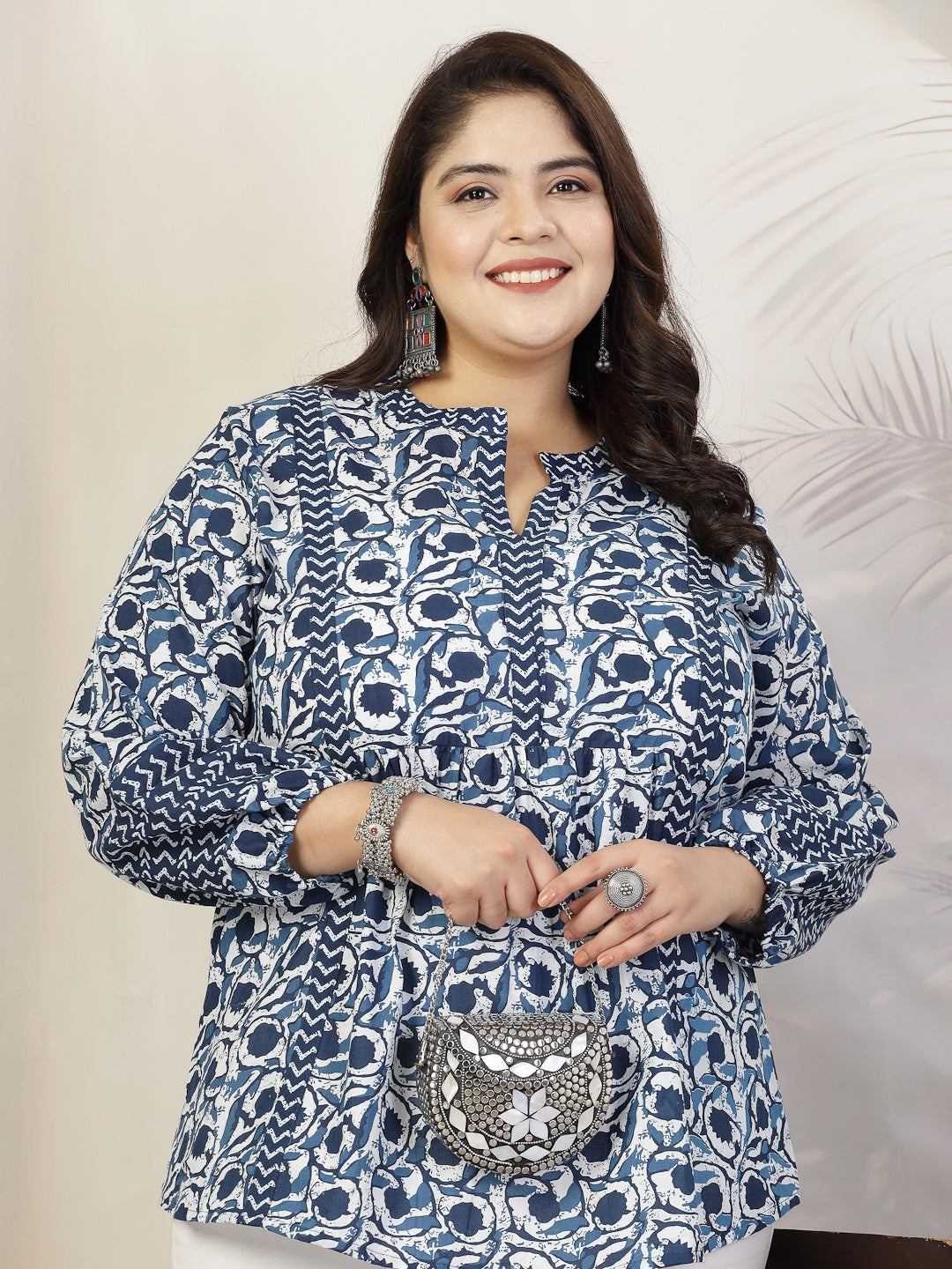 Stylum blue cotton printed top – wholesale supplier