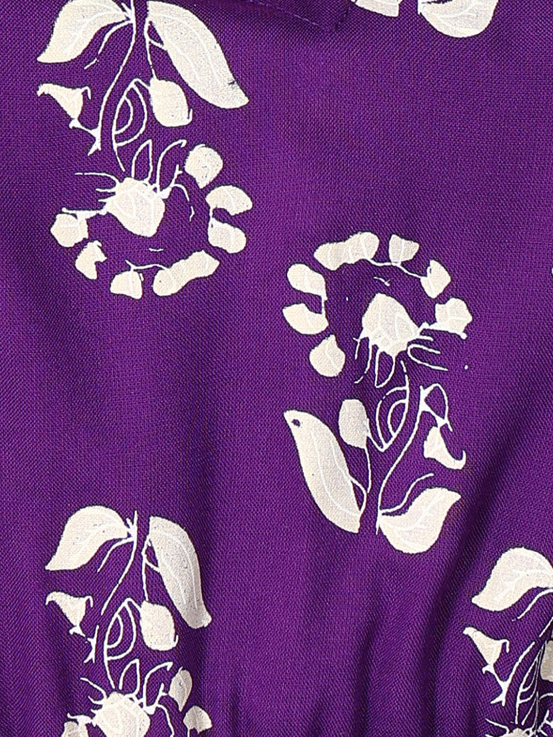 Violet Floral Printed Rayon Short Peplum Top (Pre-Order)