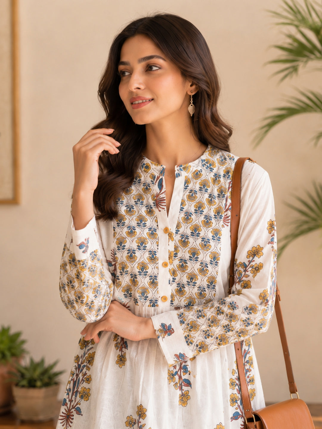Floral Printed Cotton A-Line Top
