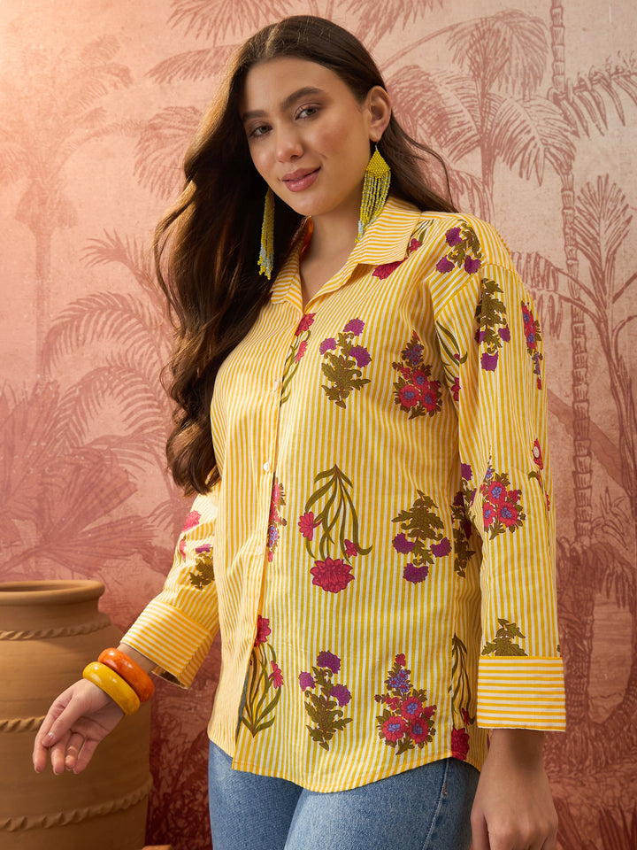 Striped Printed Cotton Shirt