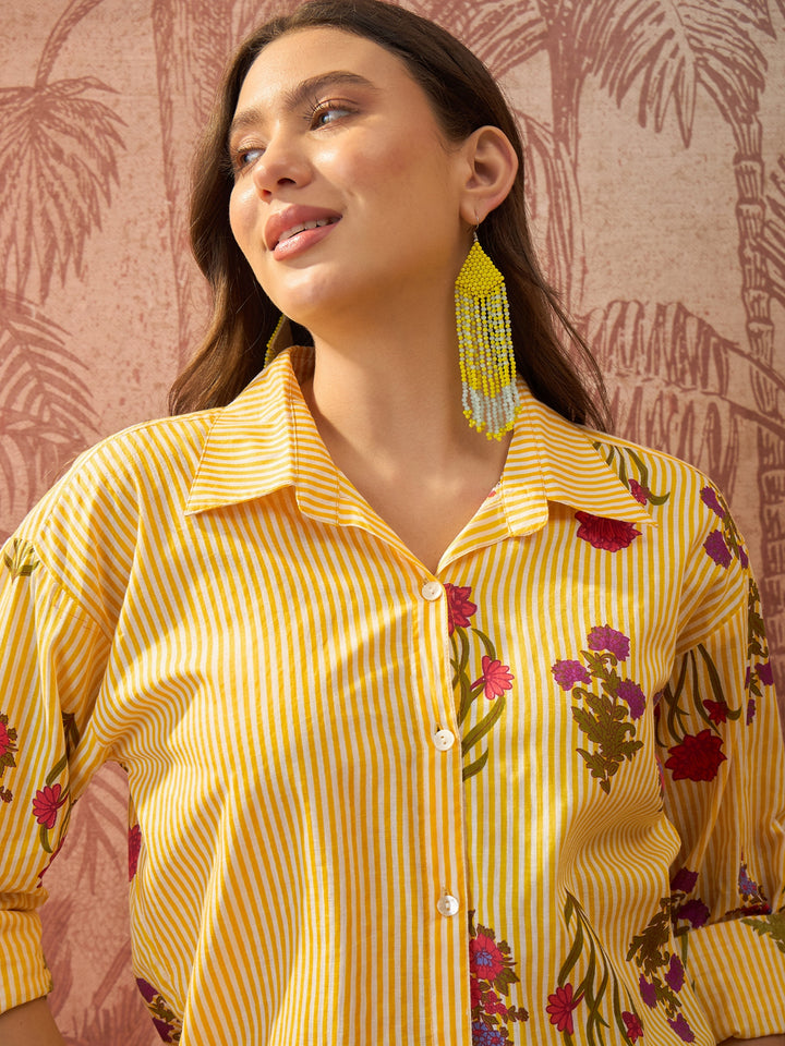 Striped Printed Cotton Shirt