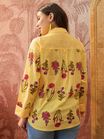 Striped Printed Cotton Shirt