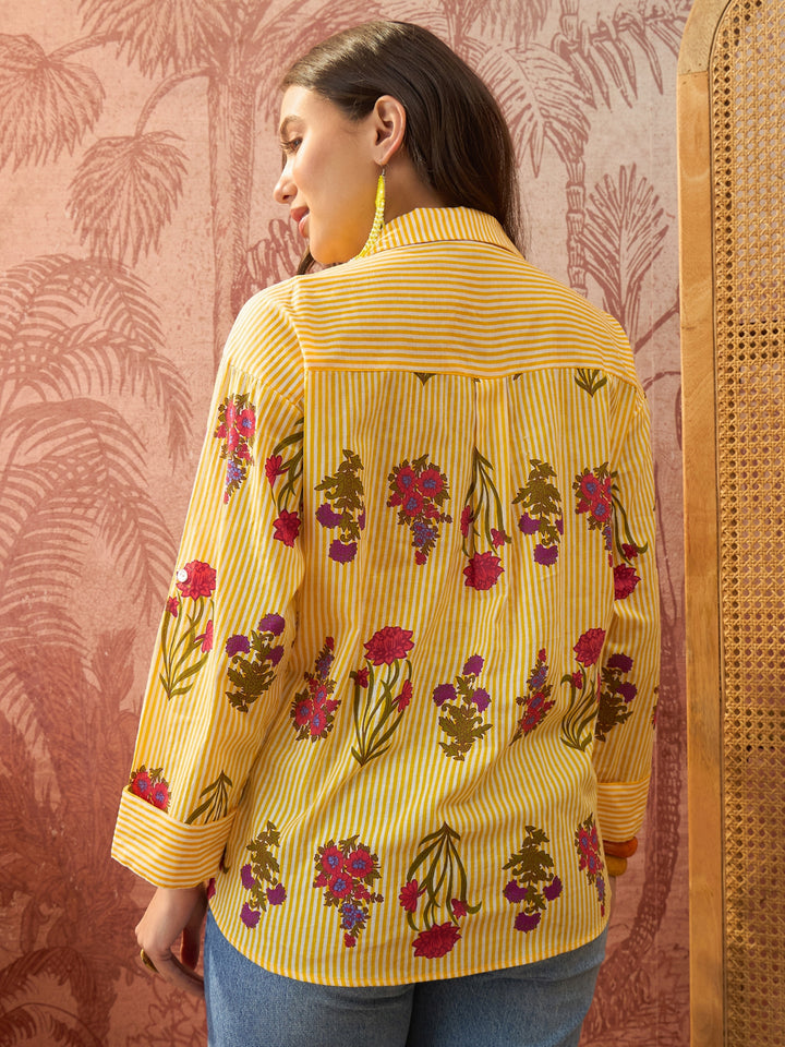 Striped Printed Cotton Shirt
