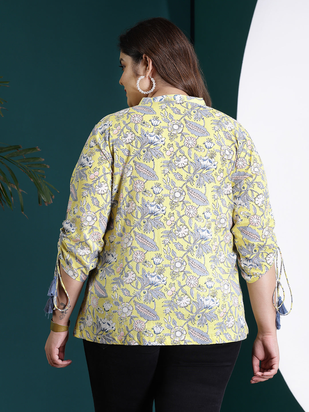 Plus Size Floral Printed Cotton Shirt Style Top (Pre-Order)
