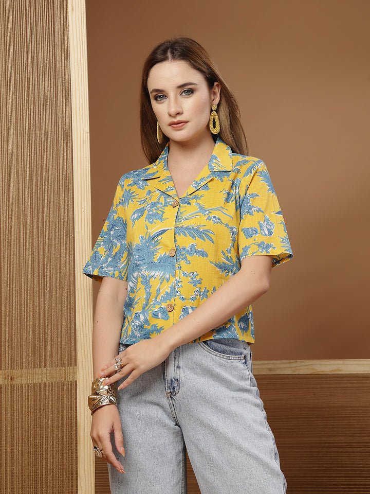 Floral Printed Cotton Crop Top