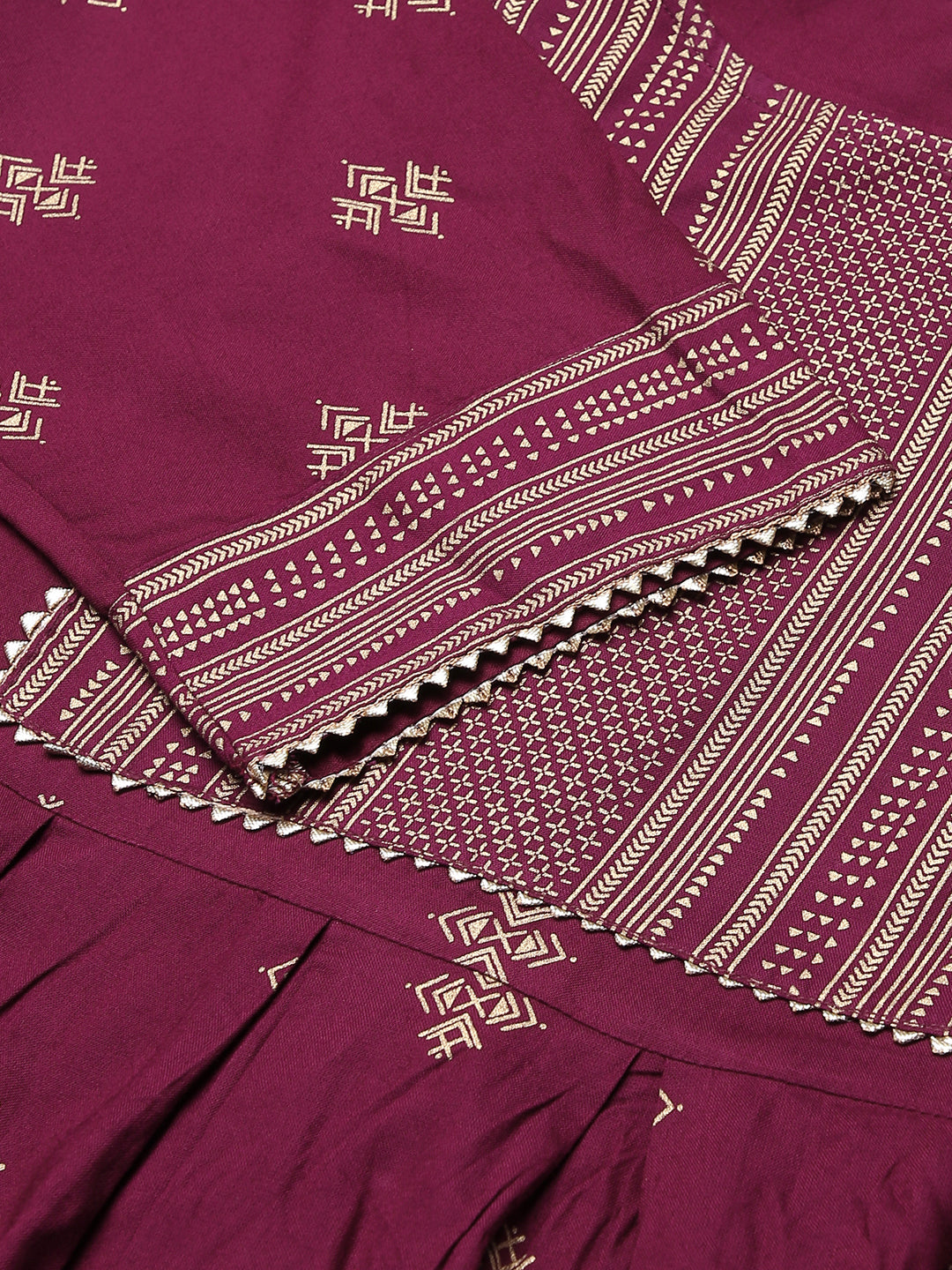 Gold Printed Rayon Flared Kurta (Pre-Order)