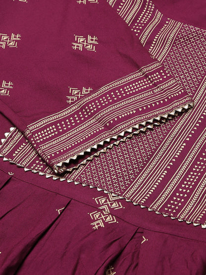 Gold Printed Rayon Flared Kurta (Pre-Order)