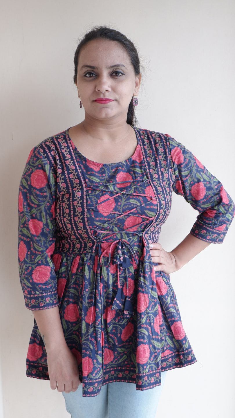 Kimayra blue printed top – wholesale manufacturer &amp; exporter from India