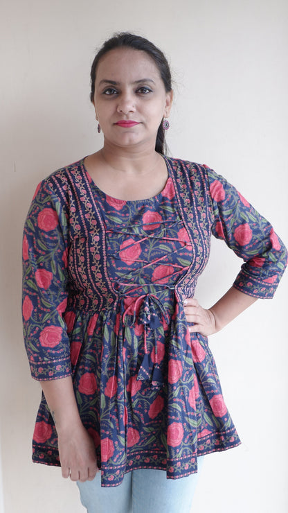 Kimayra blue printed top – wholesale manufacturer & exporter from India