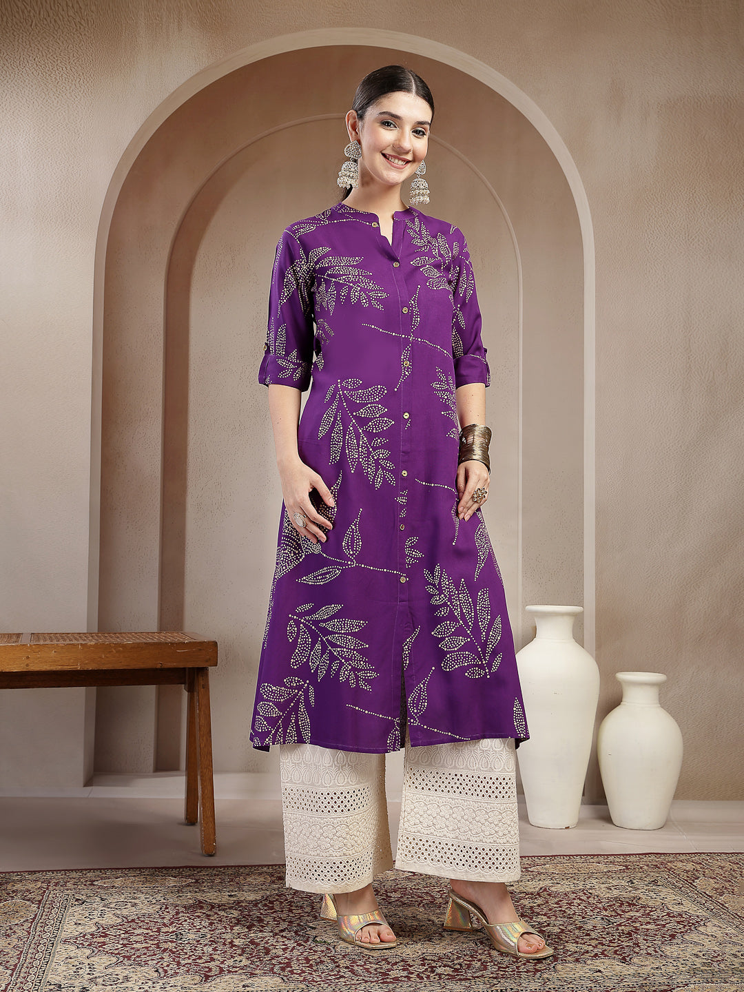Floral Printed Rayon A-line Kurta