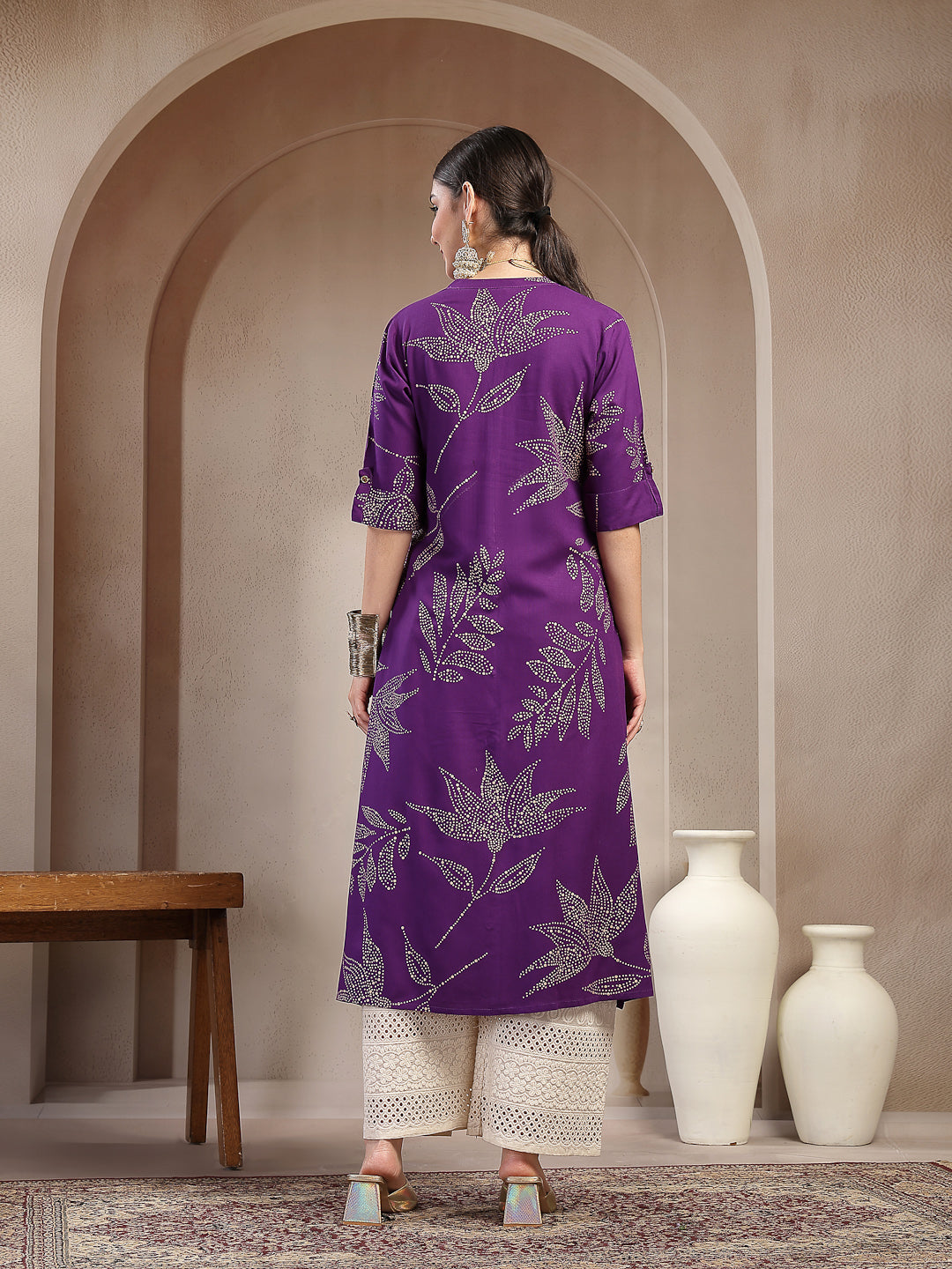 Floral Printed Rayon A-line Kurta
