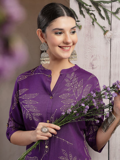 Floral Printed Rayon A-line Kurta