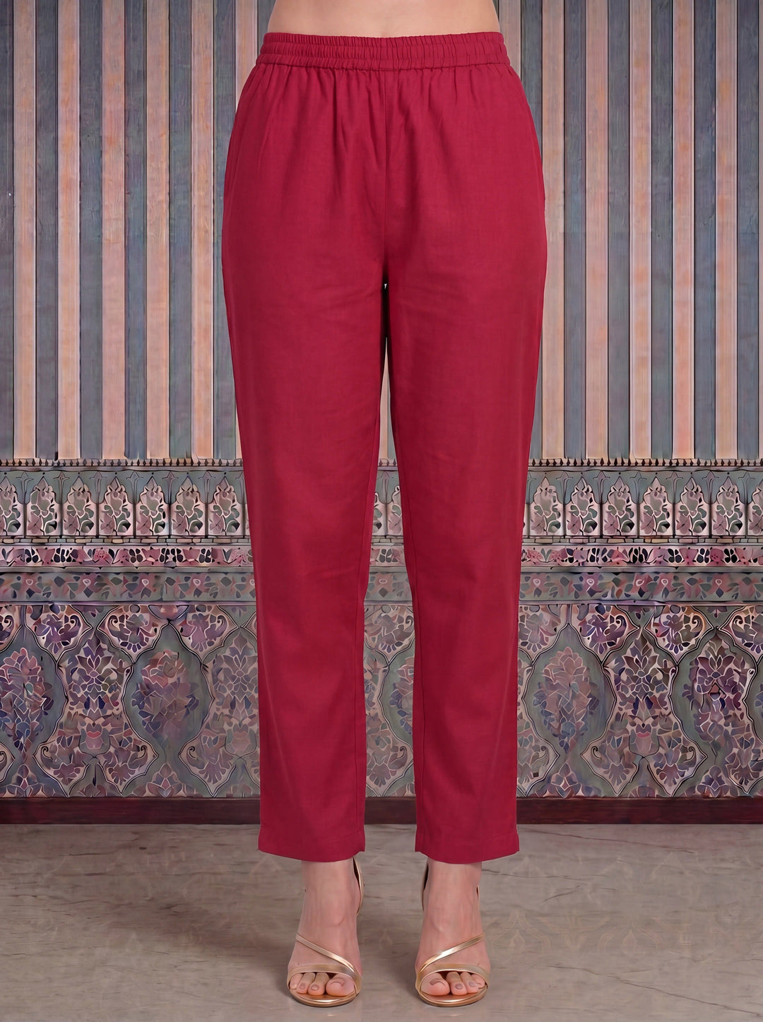 Mul Chanderi Anarkali Kurta Pant Dupatta Set