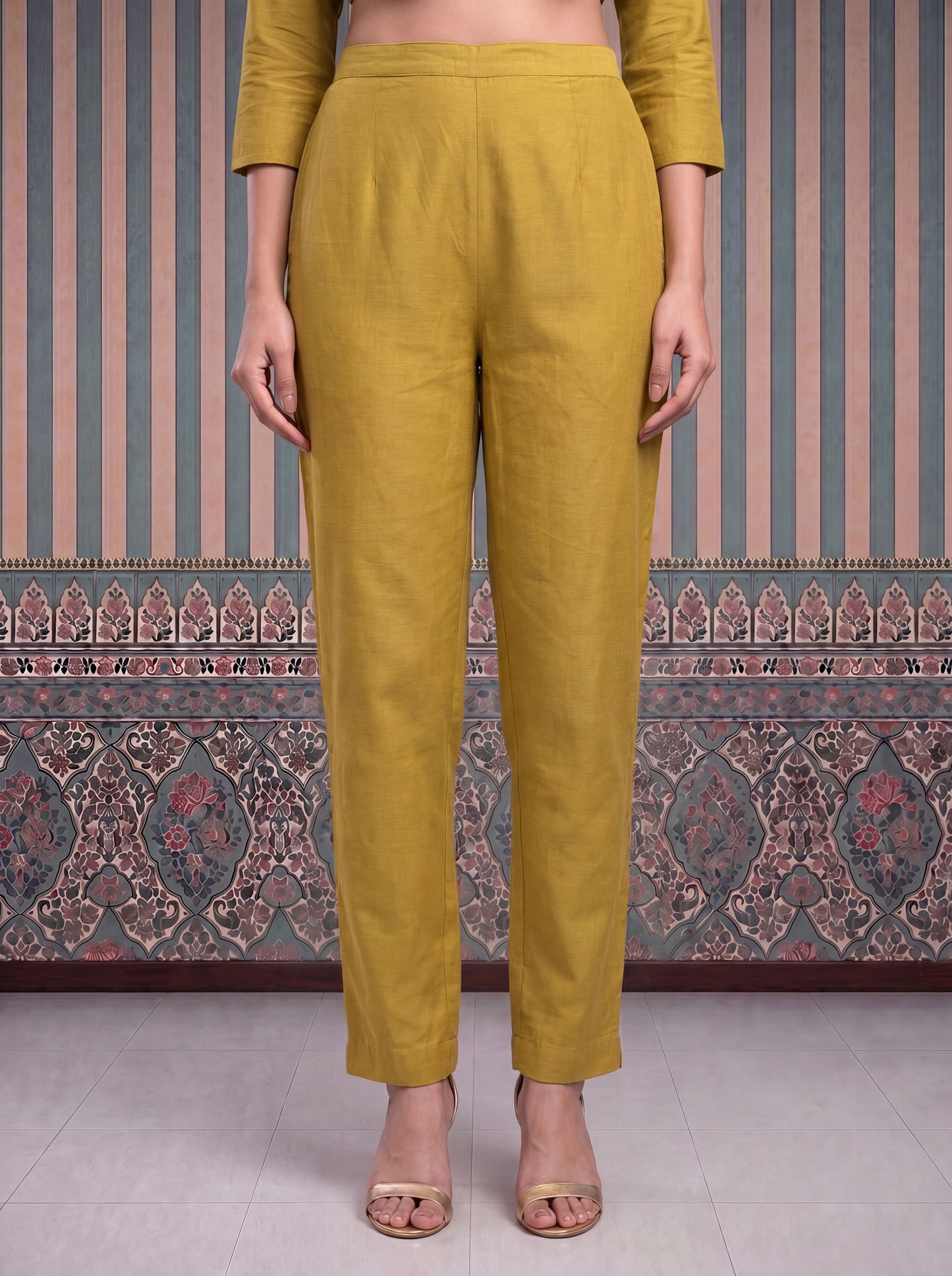 Mul Chanderi Anarkali Kurta Pant Dupatta Set