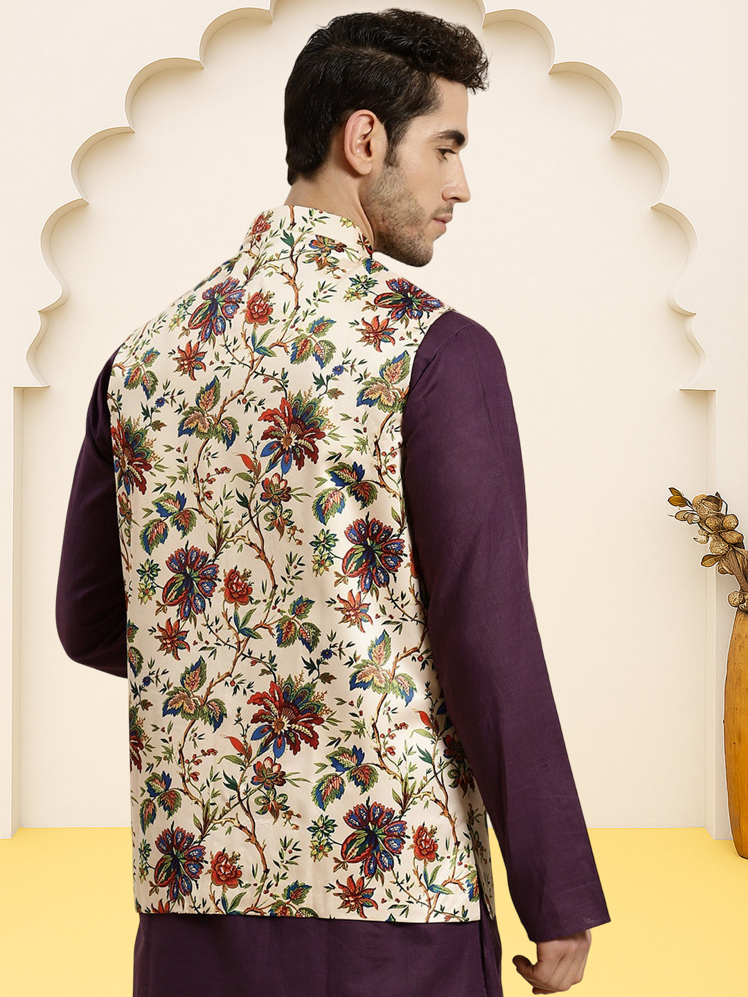Silk Blend Ethnic Wear Nehru Jacket