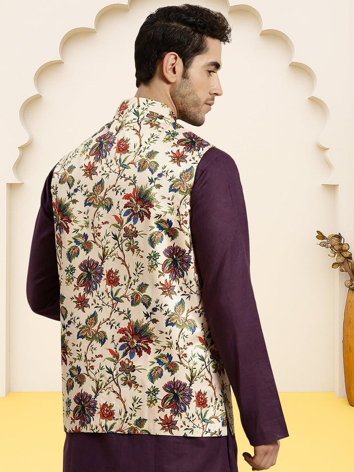 Silk Blend Ethnic Wear Nehru Jacket