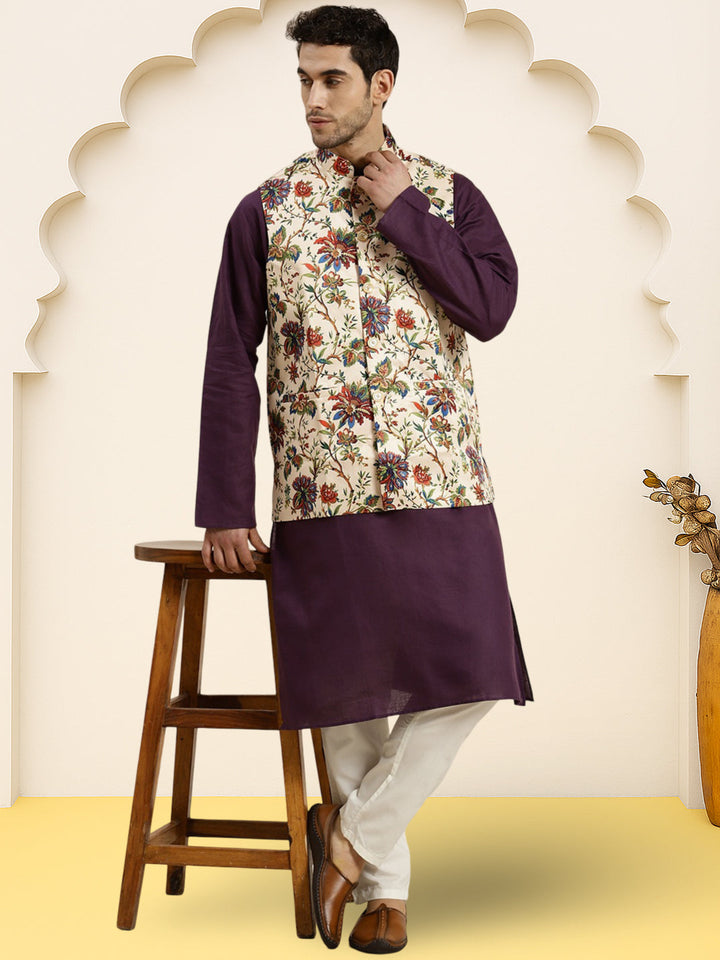 Silk Blend Ethnic Wear Nehru Jacket