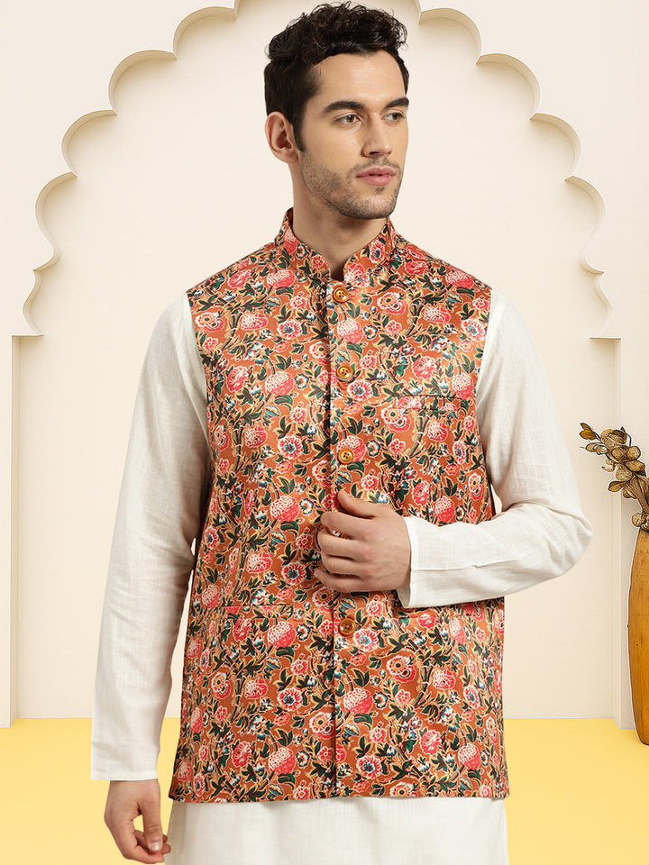 Silk Blend Ethnic Wear Nehru Jacket