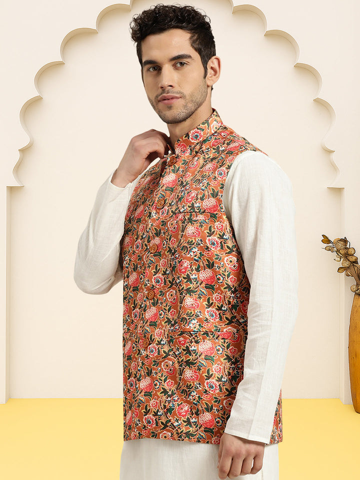 Silk Blend Ethnic Wear Nehru Jacket