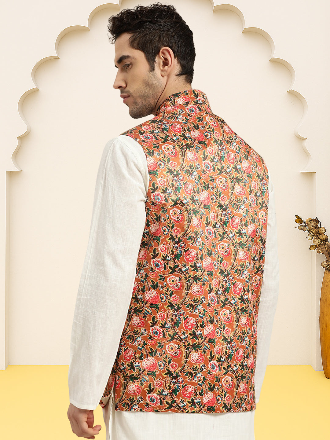 Silk Blend Ethnic Wear Nehru Jacket