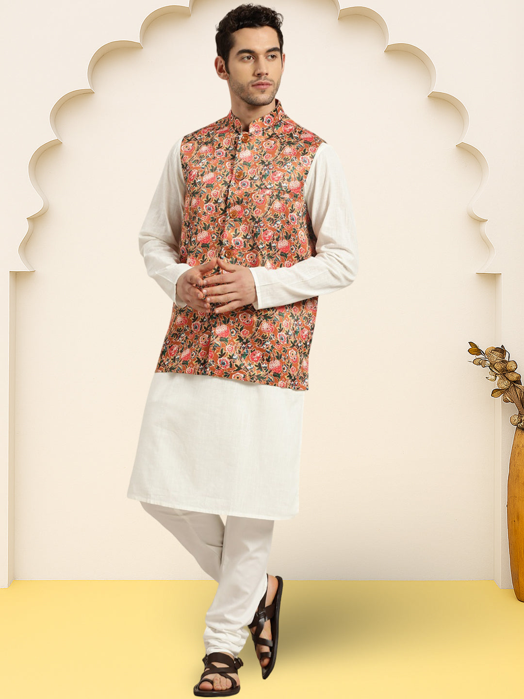 Silk Blend Ethnic Wear Nehru Jacket