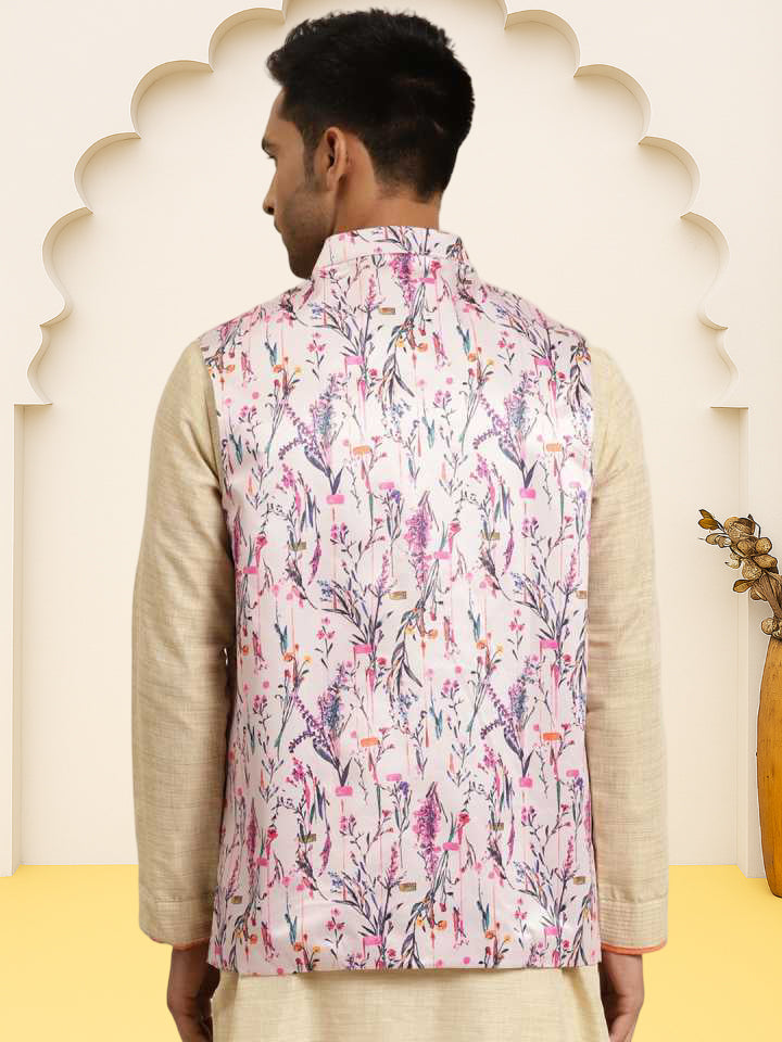 Silk Blend Ethnic Wear Nehru Jacket