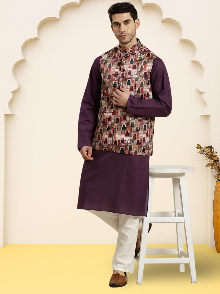 Silk Blend Ethnic Wear Nehru Jacket