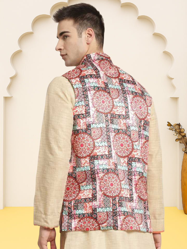 Silk Blend Ethnic Wear Nehru Jacket