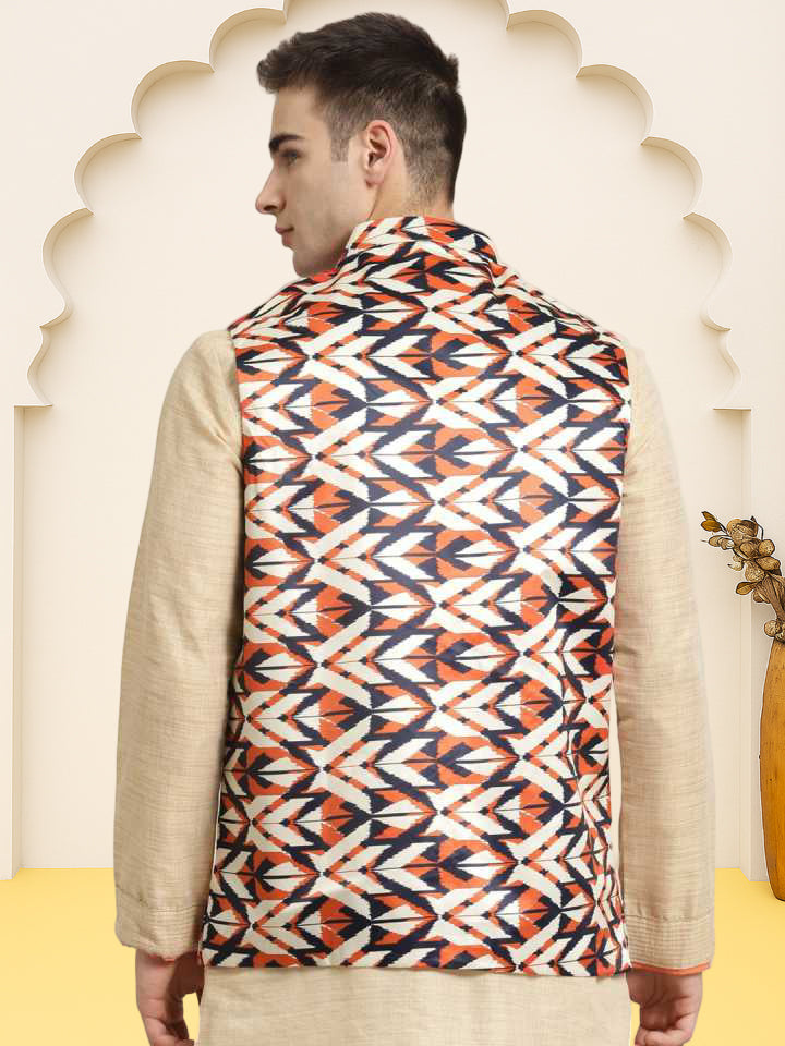Silk Blend Ethnic Wear Nehru Jacket