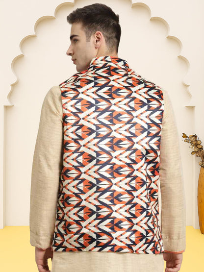 Silk Blend Ethnic Wear Nehru Jacket