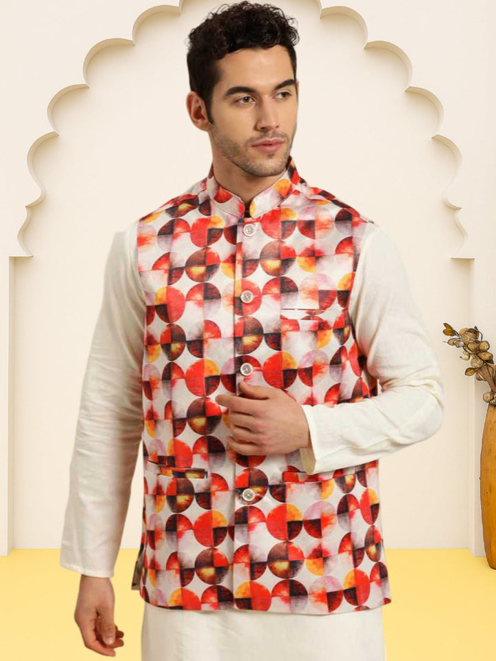 Silk Blend Ethnic Wear Nehru Jacket