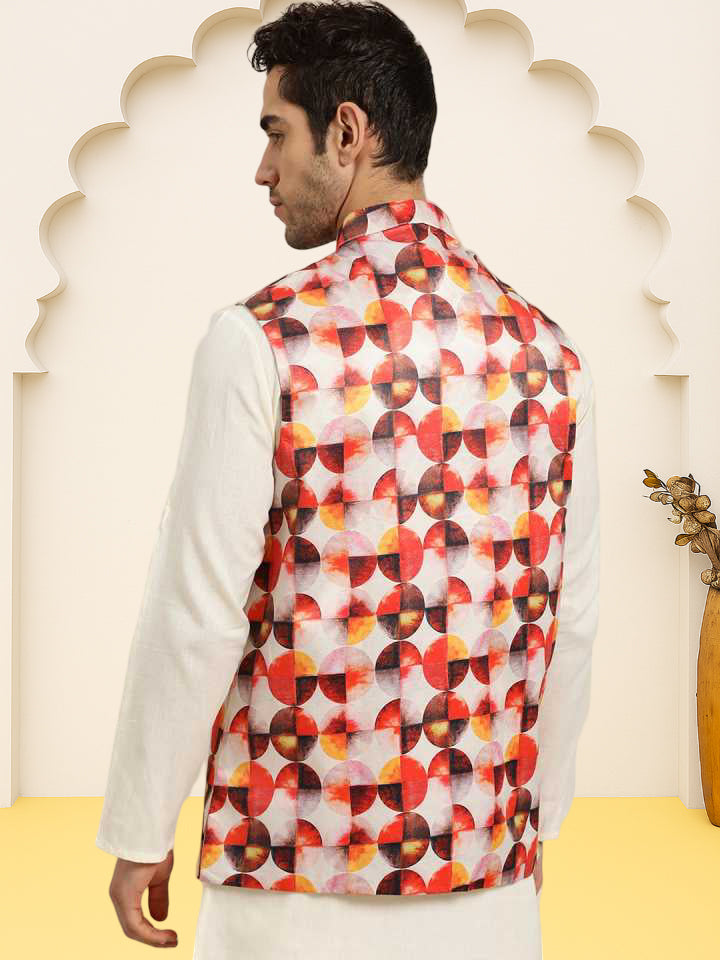 Silk Blend Ethnic Wear Nehru Jacket