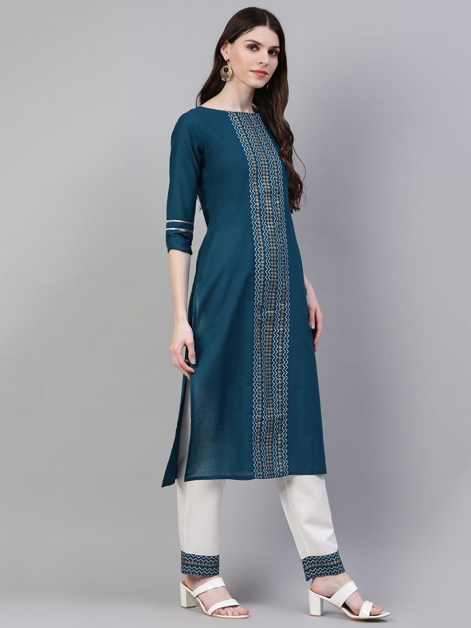 Women Printed Cotton Straight Kurta Pant Dupatta Set (Pre-Order)