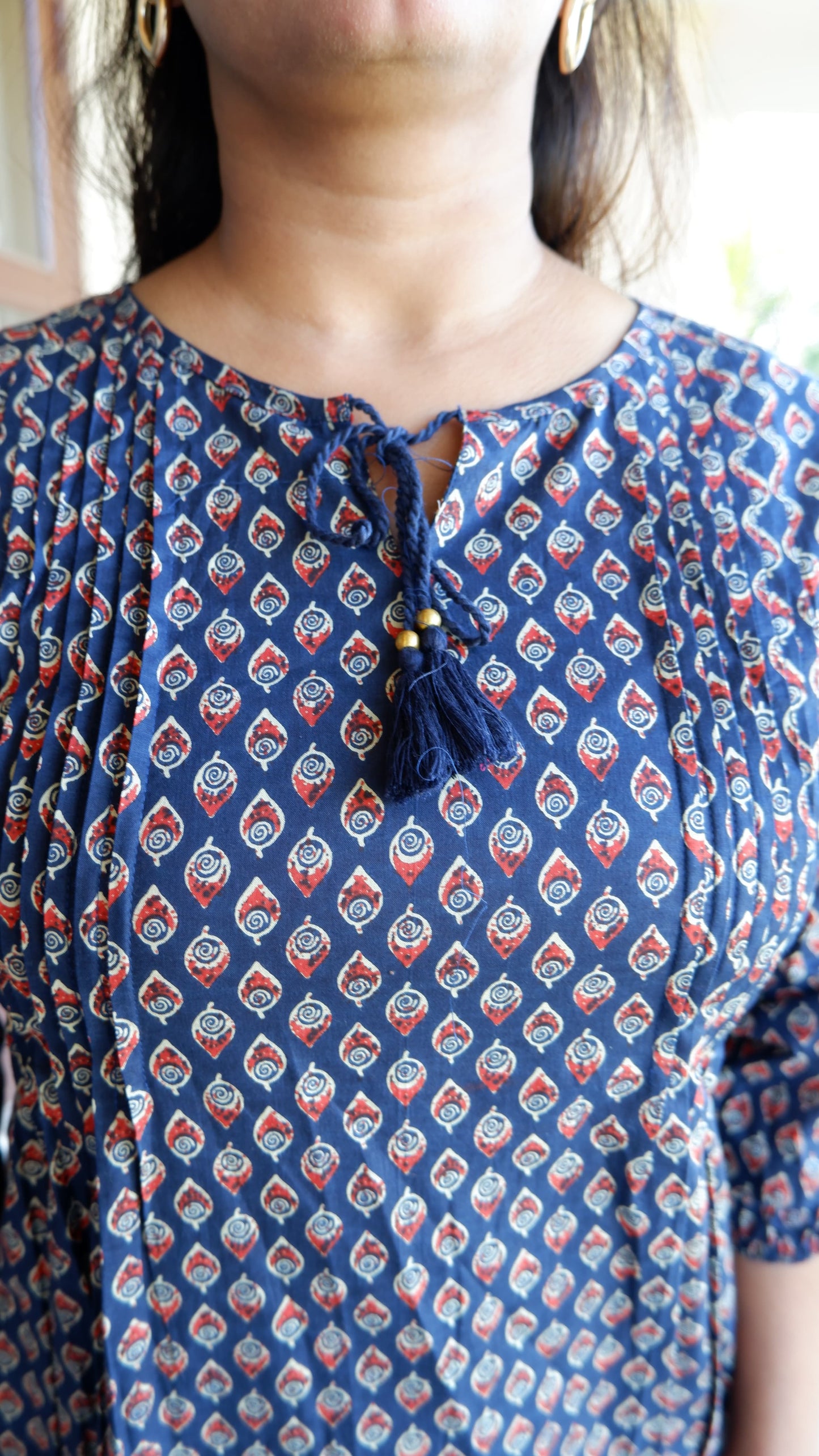 Printed Round Neck Three-Quarter Sleeves Top (Preorder)