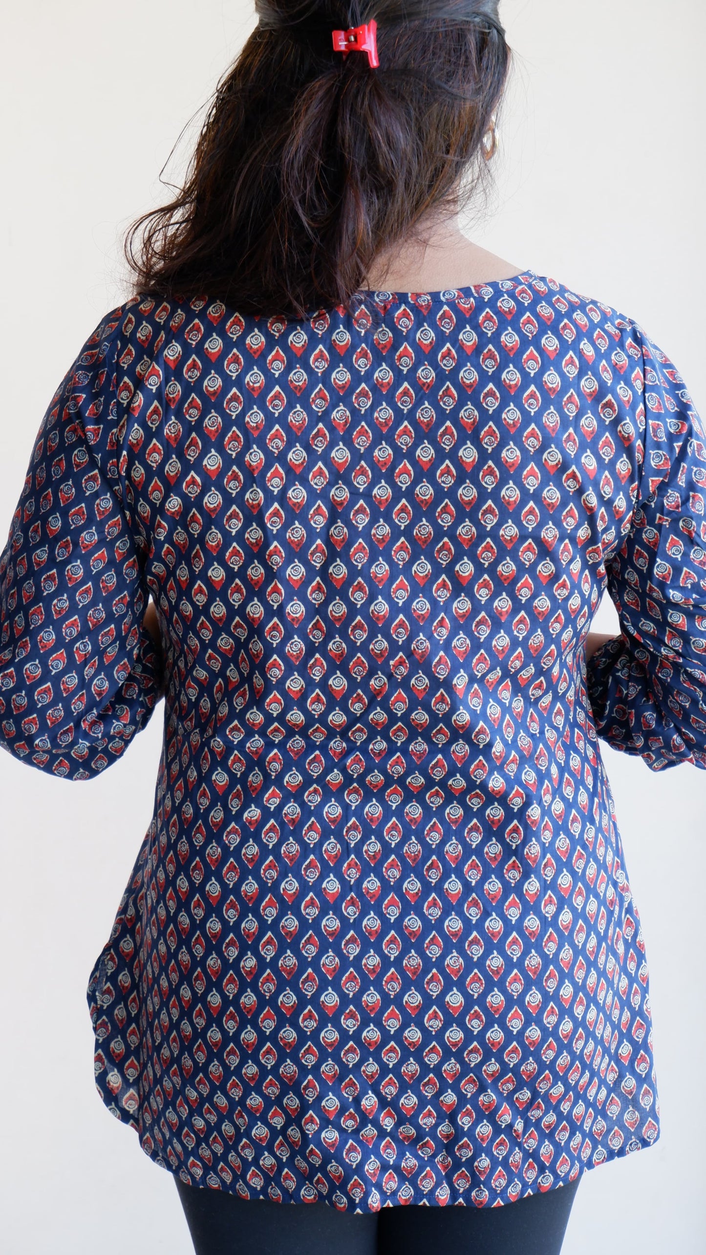 Printed Round Neck Three-Quarter Sleeves Top (Preorder)