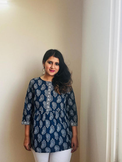 Kimayra blue printed top – wholesale manufacturer & exporter from India