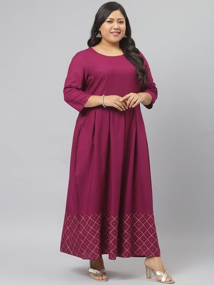 Gold Printed Rayon Flared Kurta Dupatta Set (Pre-Order)