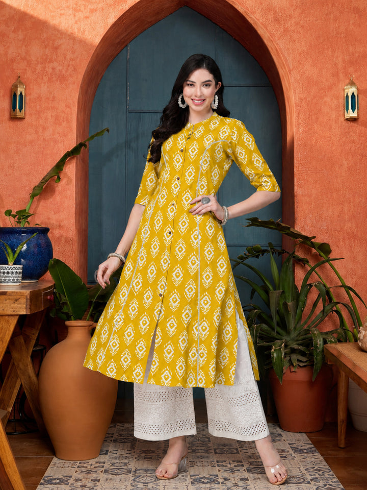 Ethnic Printed Rayon A-Line Kurta