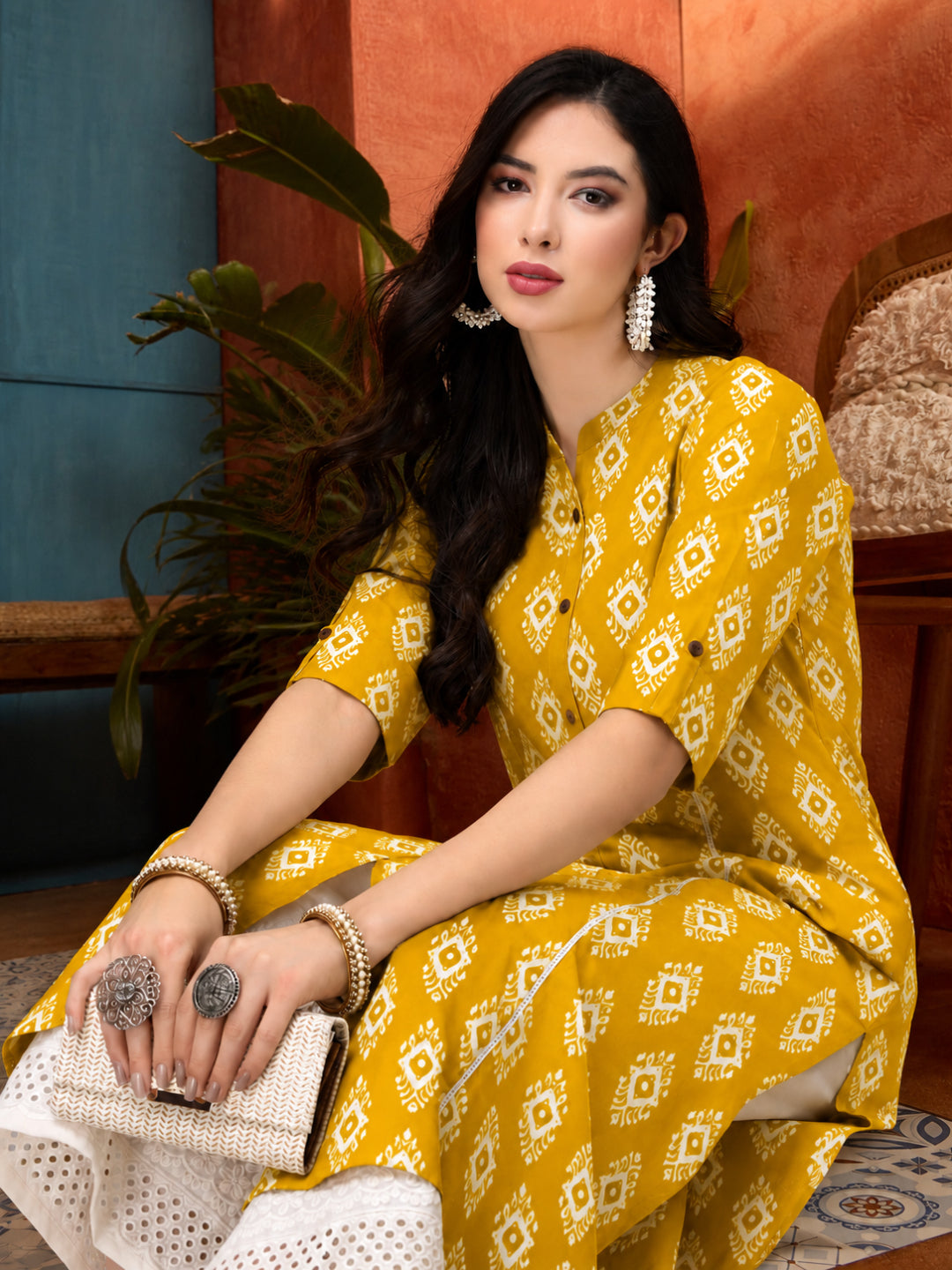 Ethnic Printed Rayon A-Line Kurta
