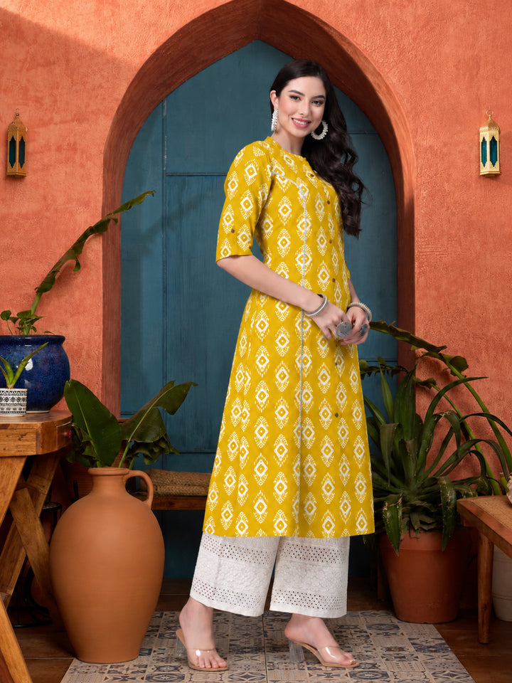 Ethnic Printed Rayon A-Line Kurta