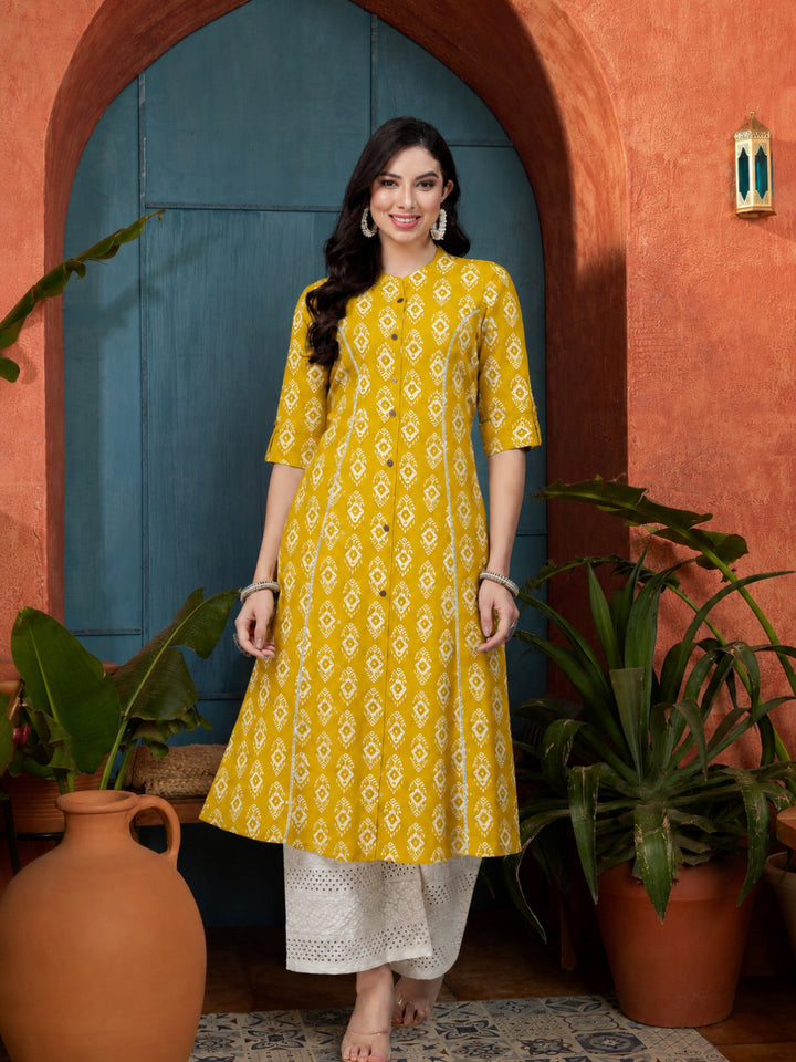 Ethnic Printed Rayon A-Line Kurta