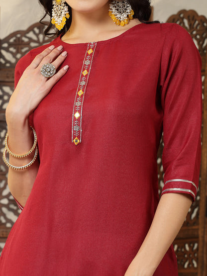 Self Designed Cotton Blend Straight Kurta (Pre-Order)