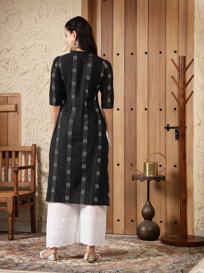 Self Designed Cotton Blend Straight Kurta (Pre-Order)