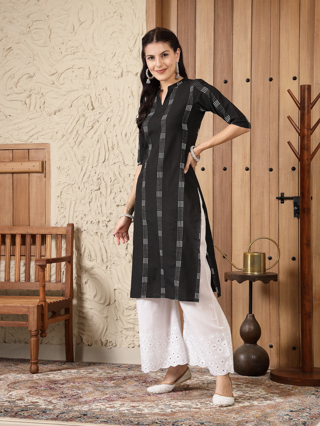 Self Designed Cotton Blend Straight Kurta (Pre-Order)