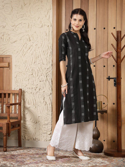 Self Designed Cotton Blend Straight Kurta (Pre-Order)