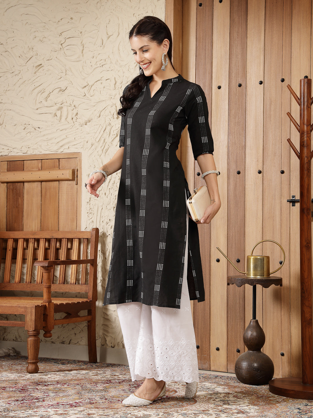 Self Designed Cotton Blend Straight Kurta (Pre-Order)