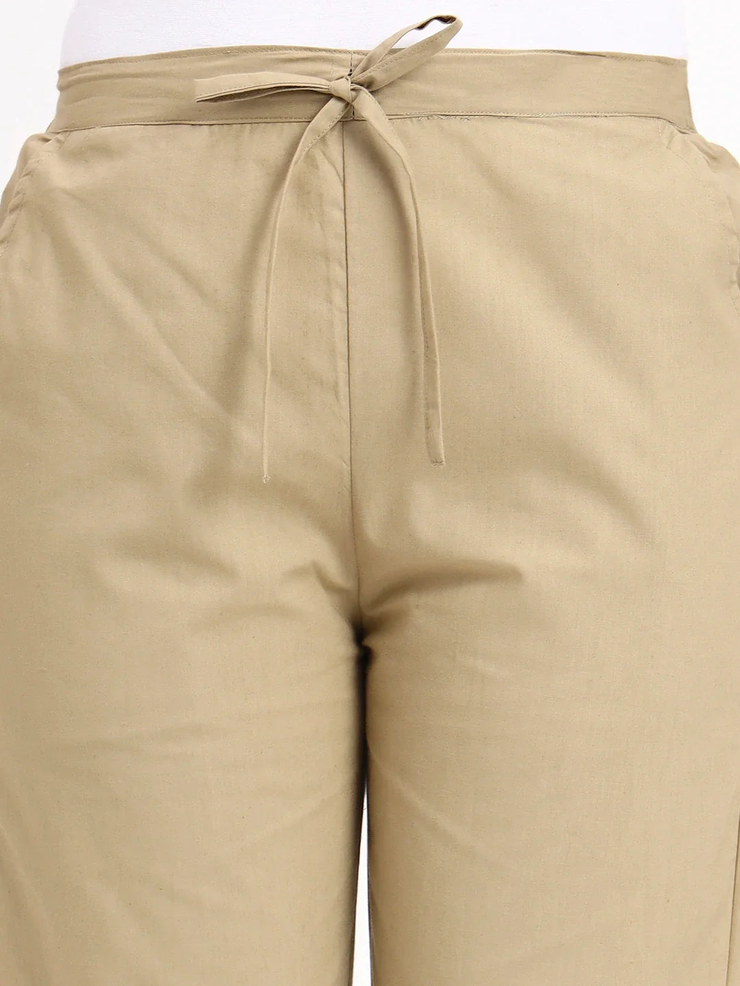 Mid-Rise Ankle-Length Regular Fit Poplin Pants
