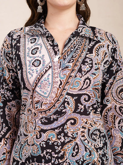 Black Boho Print Pure Cotton Co-Ord Set