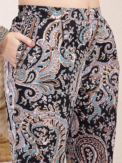 Black Boho Print Pure Cotton Co-Ord Set
